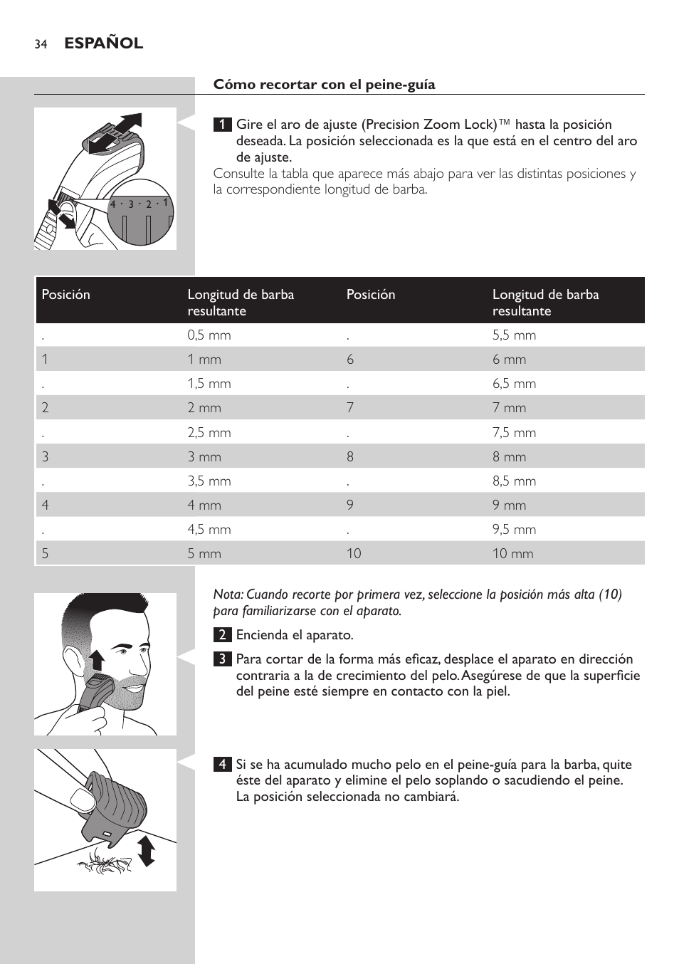 Philips BEARDTRIMMER Series 3000 Barttrimmer (Dreitagebart-Funktion) User Manual | Page 34 / 96