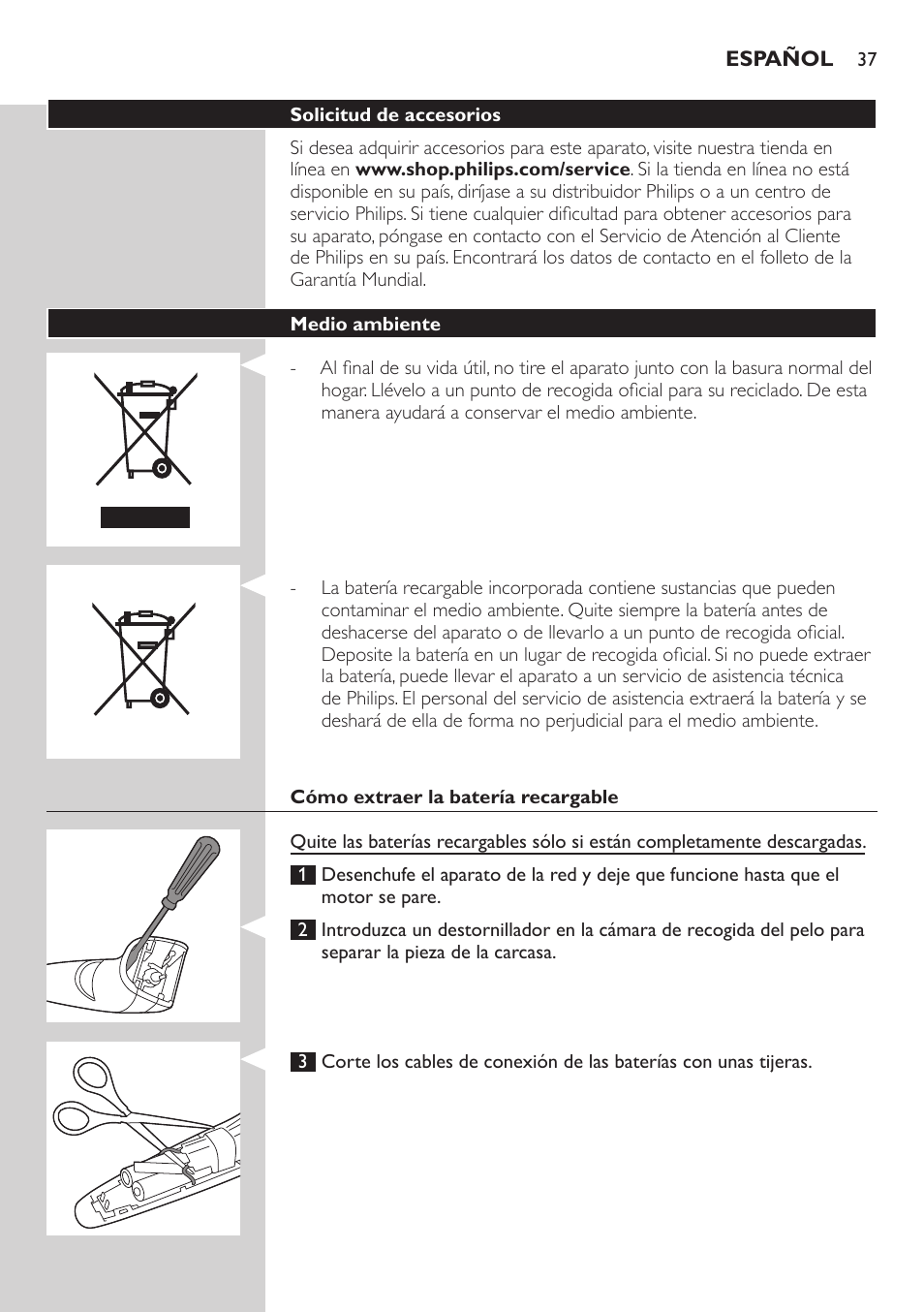 Philips BEARDTRIMMER Series 3000 Barttrimmer (Dreitagebart-Funktion) User Manual | Page 37 / 96