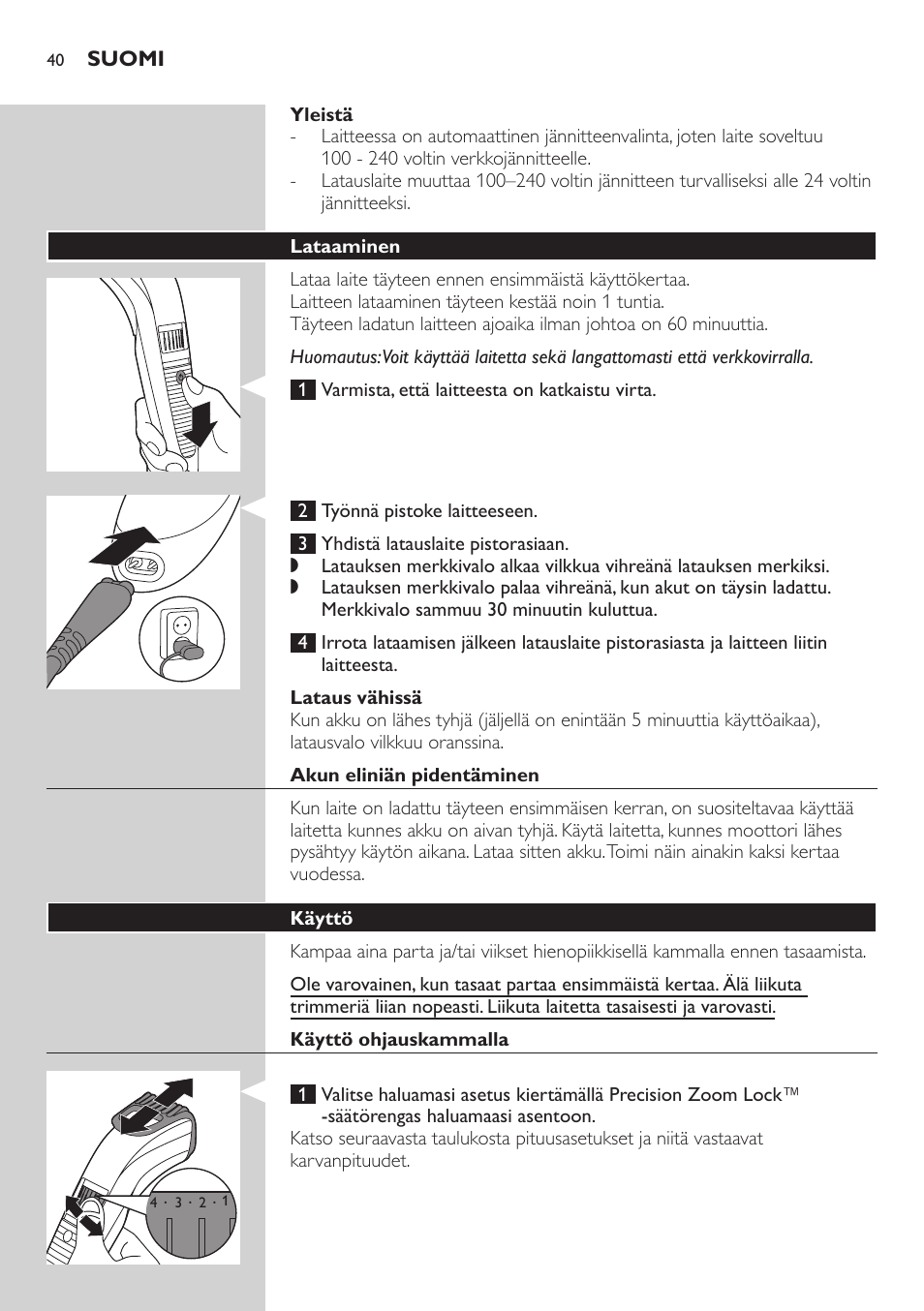 Philips BEARDTRIMMER Series 3000 Barttrimmer (Dreitagebart-Funktion) User Manual | Page 40 / 96