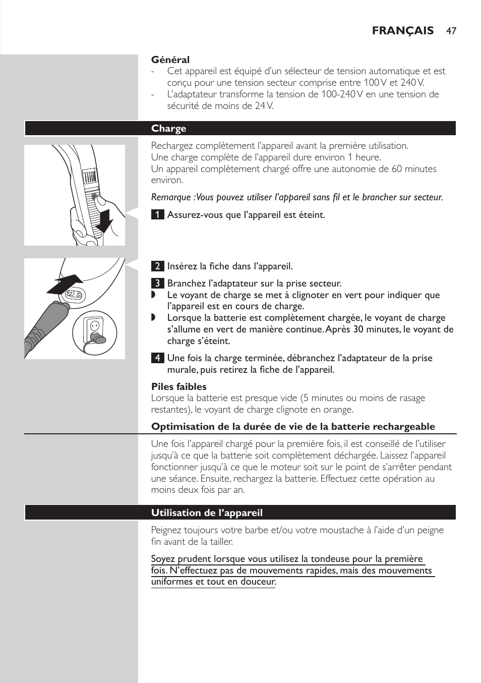 Philips BEARDTRIMMER Series 3000 Barttrimmer (Dreitagebart-Funktion) User Manual | Page 47 / 96