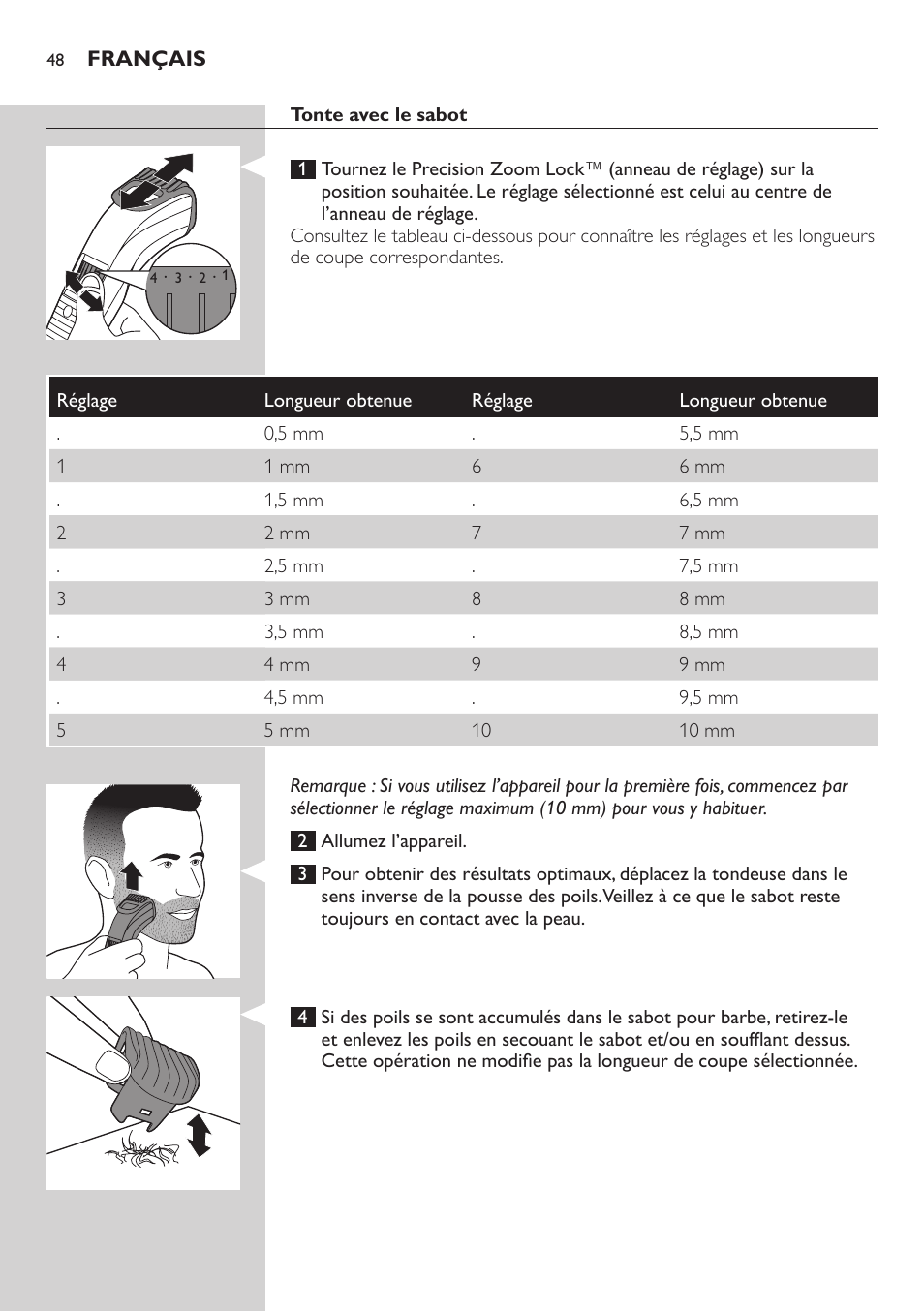 Philips BEARDTRIMMER Series 3000 Barttrimmer (Dreitagebart-Funktion) User Manual | Page 48 / 96