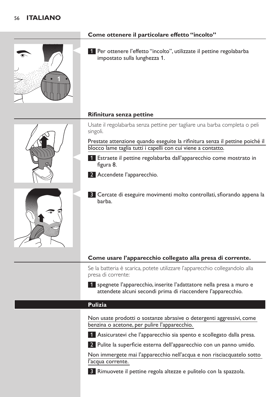 Philips BEARDTRIMMER Series 3000 Barttrimmer (Dreitagebart-Funktion) User Manual | Page 56 / 96