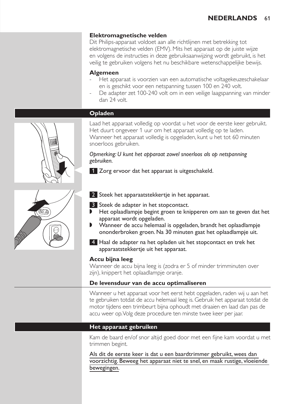 Philips BEARDTRIMMER Series 3000 Barttrimmer (Dreitagebart-Funktion) User Manual | Page 61 / 96