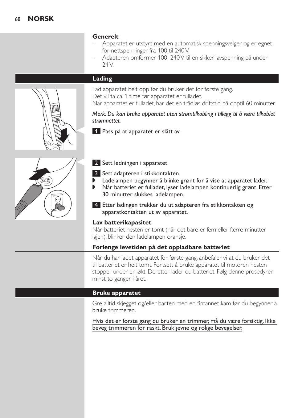 Philips BEARDTRIMMER Series 3000 Barttrimmer (Dreitagebart-Funktion) User Manual | Page 68 / 96