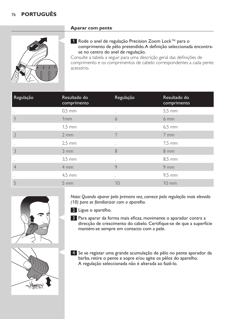 Philips BEARDTRIMMER Series 3000 Barttrimmer (Dreitagebart-Funktion) User Manual | Page 76 / 96