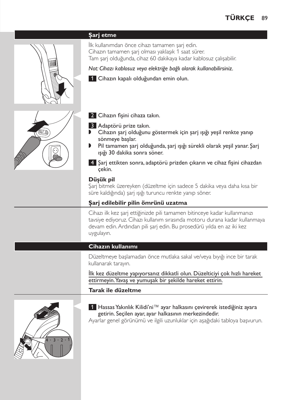Philips BEARDTRIMMER Series 3000 Barttrimmer (Dreitagebart-Funktion) User Manual | Page 89 / 96