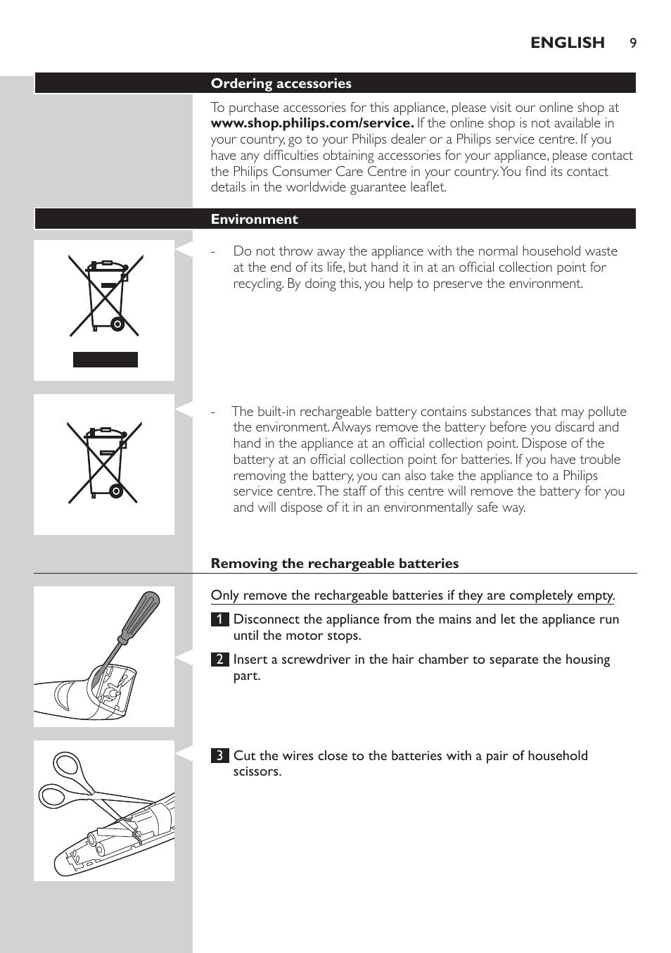 Philips BEARDTRIMMER Series 3000 Barttrimmer (Dreitagebart-Funktion) User Manual | Page 9 / 96