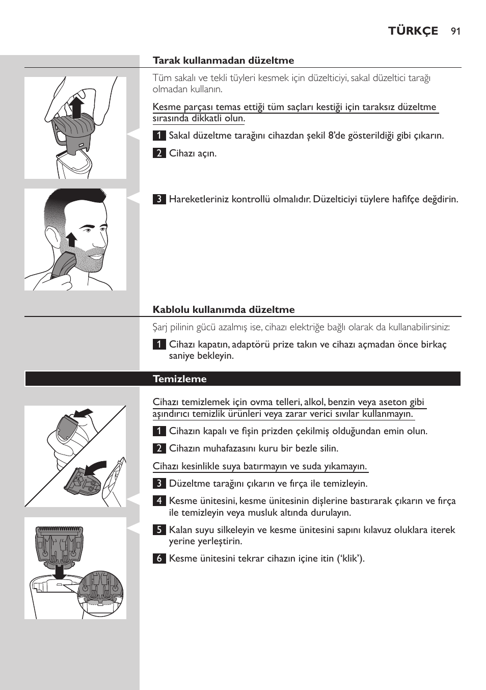 Philips BEARDTRIMMER Series 3000 Barttrimmer (Dreitagebart-Funktion) User Manual | Page 91 / 96