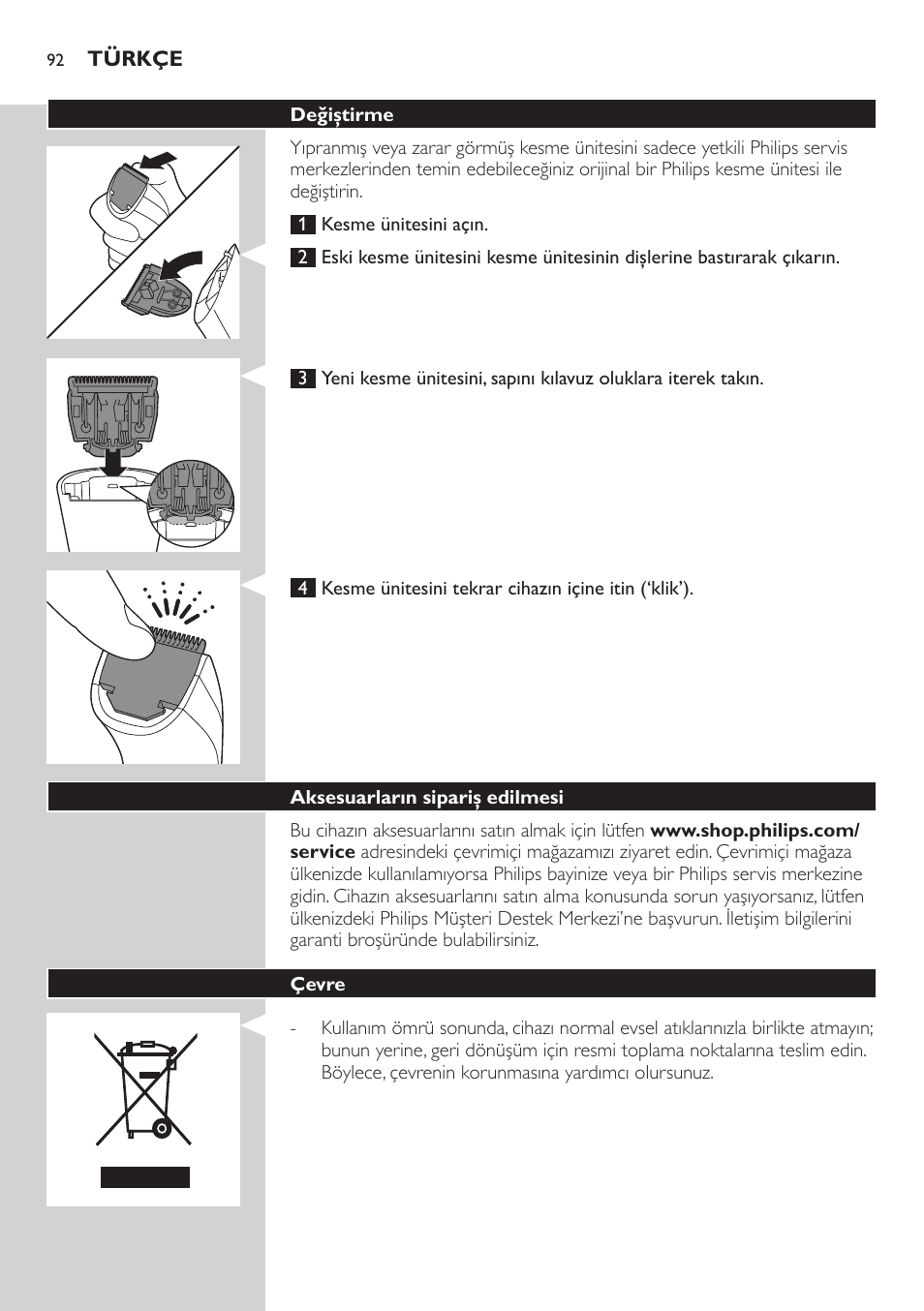 Philips BEARDTRIMMER Series 3000 Barttrimmer (Dreitagebart-Funktion) User Manual | Page 92 / 96