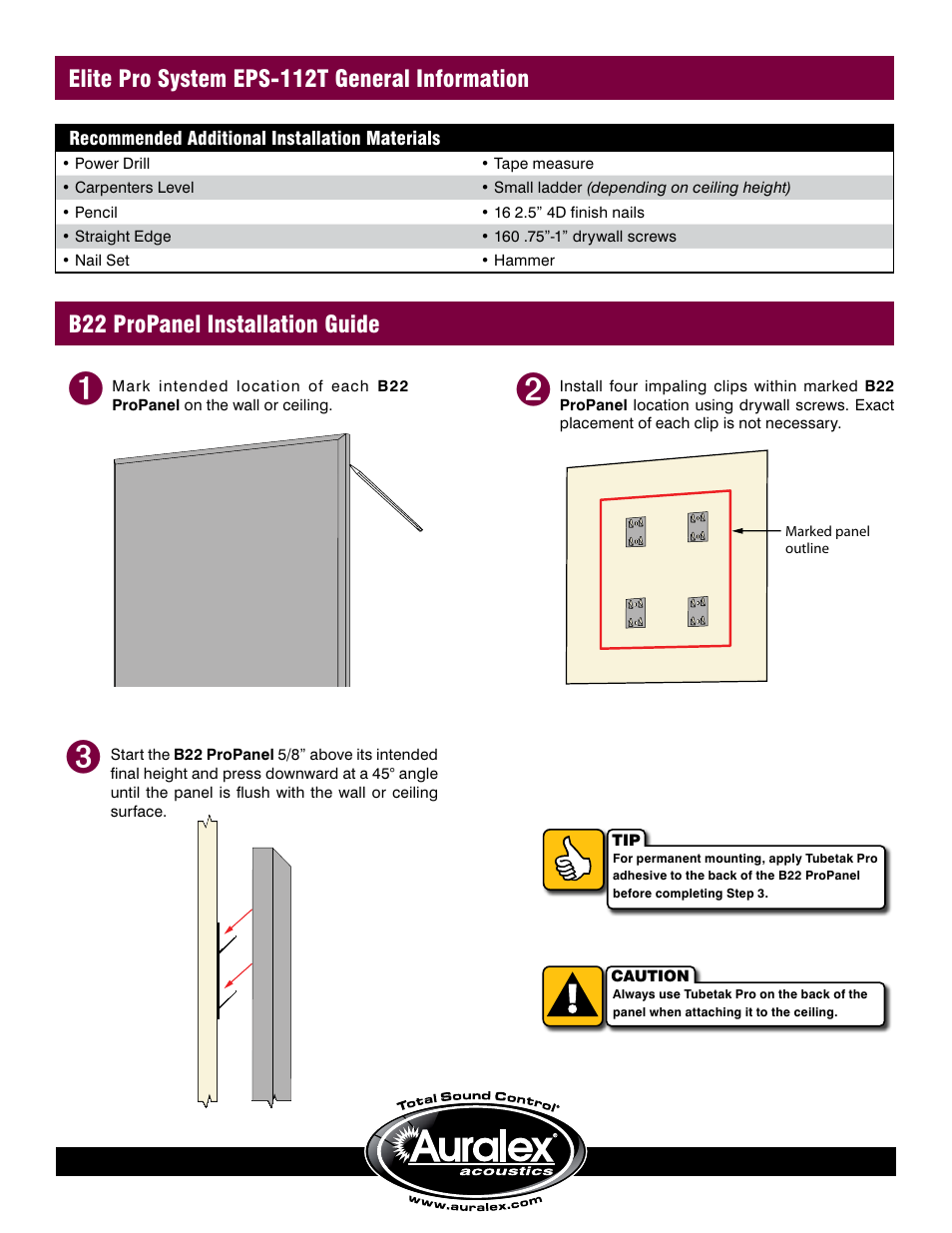 Auralex Acoustics Elite Pro System EPS-112T User Manual | Page 2 / 4