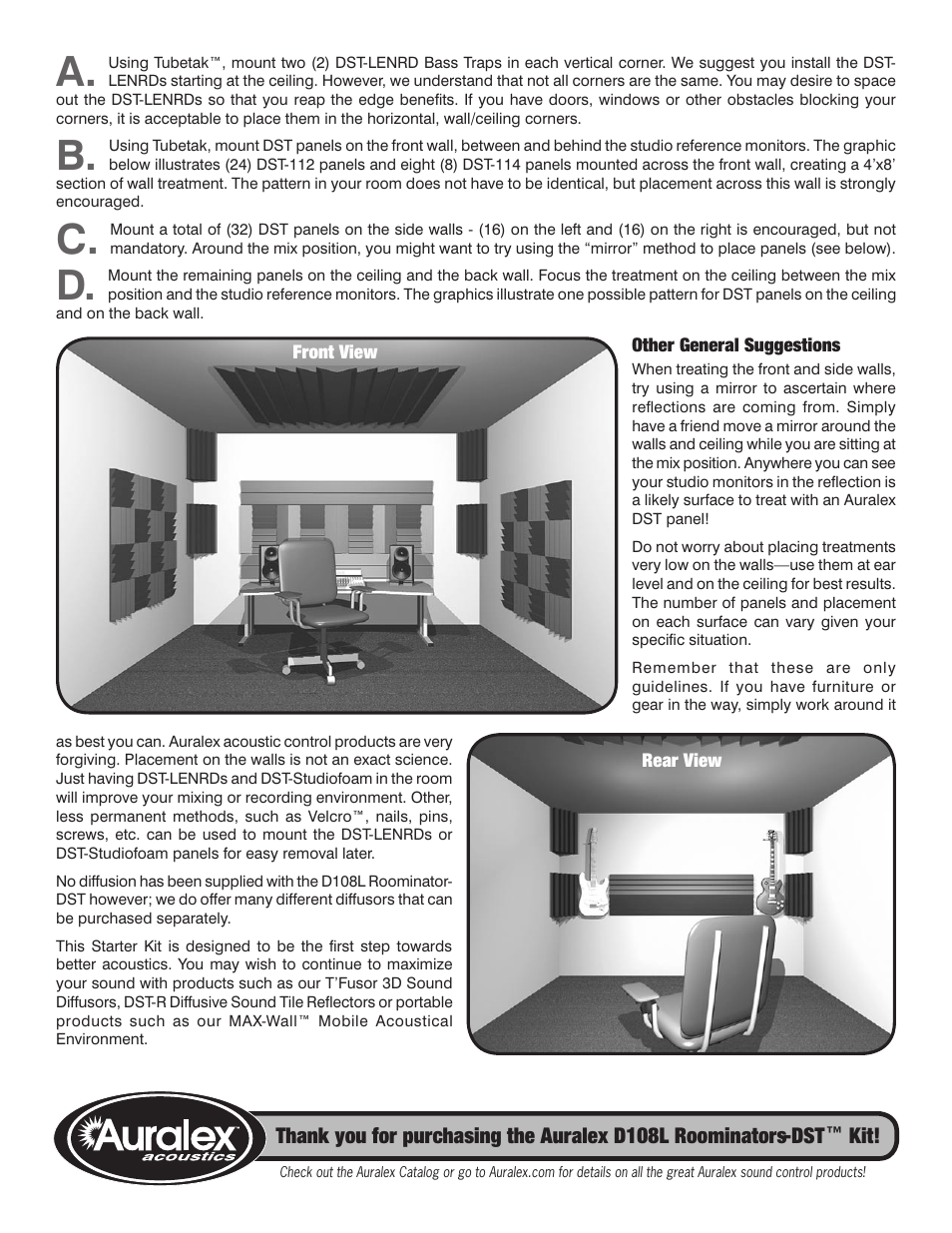 Auralex Acoustics D108L User Manual | Page 2 / 2