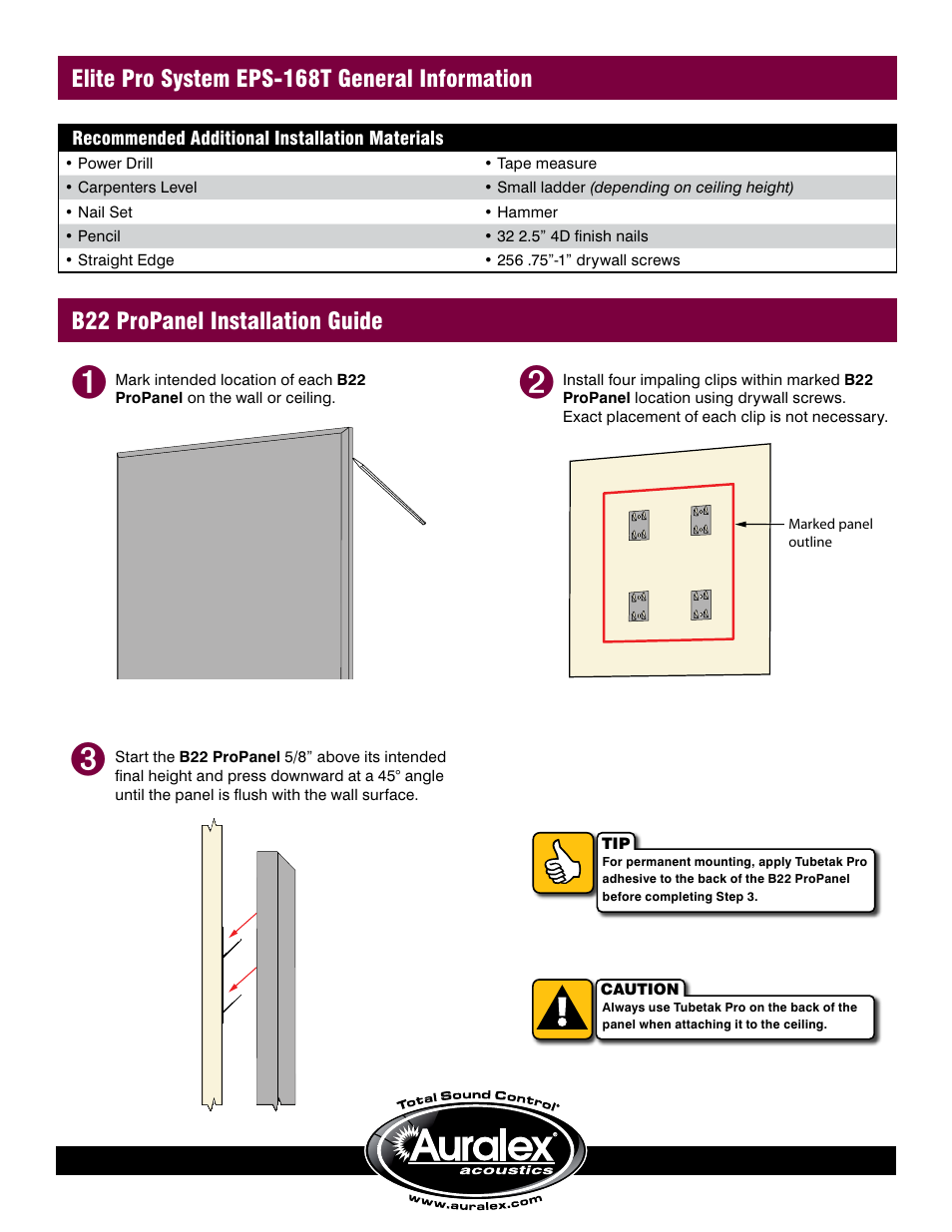 Auralex Acoustics Elite Pro Systems EPS-168T User Manual | Page 2 / 4