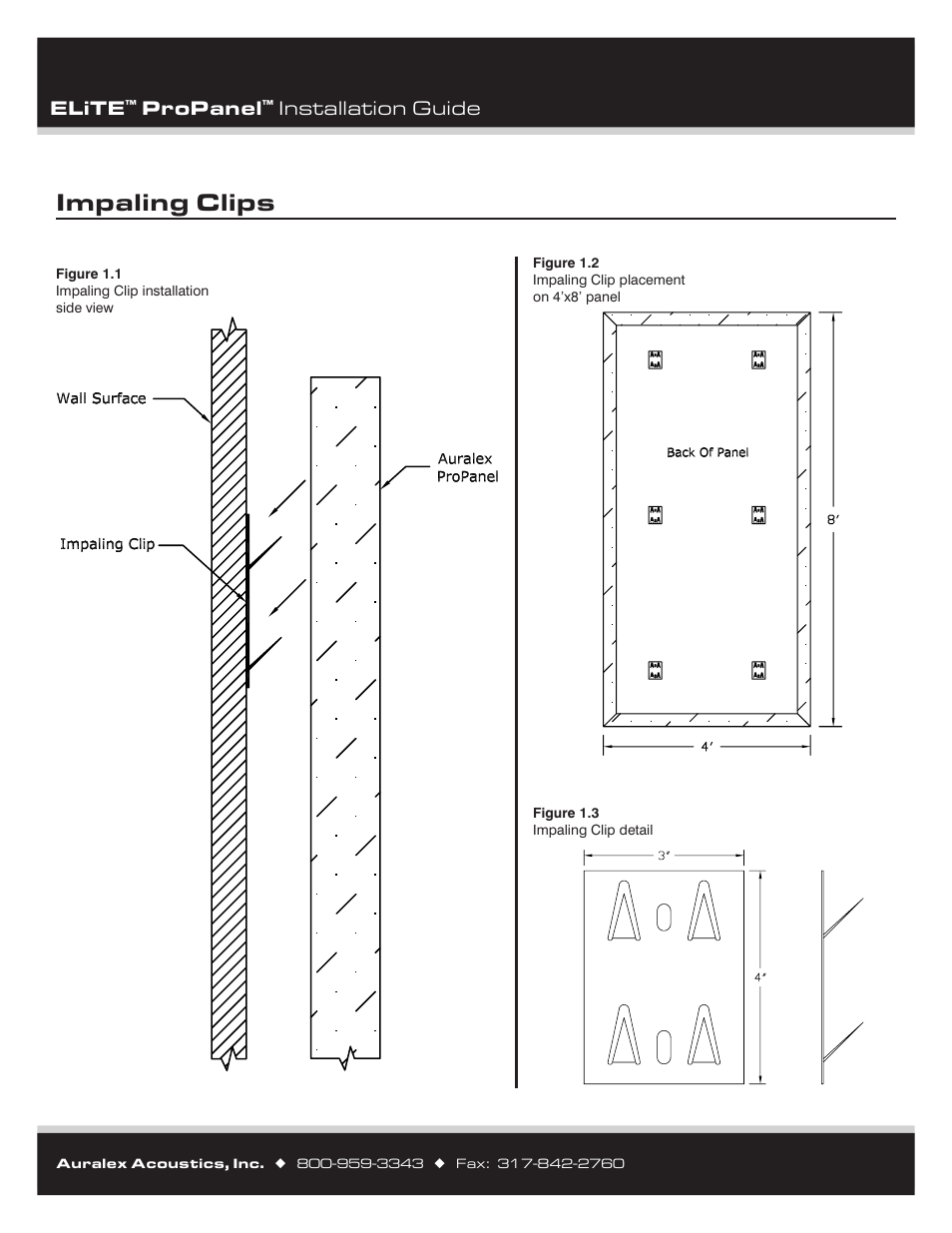 Impaling clips, Elite, Propanel | Installation guide | Auralex Acoustics ELiTE ProPanel Panels User Manual | Page 2 / 8