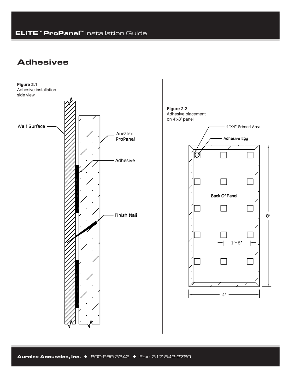 Adhesives, Elite, Propanel | Installation guide | Auralex Acoustics ELiTE ProPanel Panels User Manual | Page 4 / 8