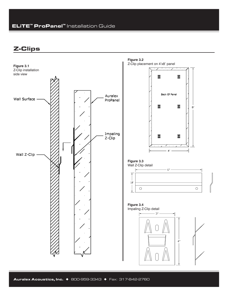 Z-clips, Elite, Propanel | Installation guide | Auralex Acoustics ELiTE ProPanel Panels User Manual | Page 6 / 8