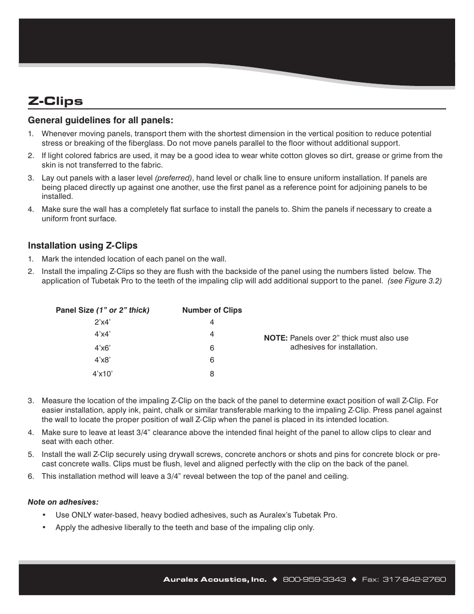 Z-clips | Auralex Acoustics ELiTE ProPanel Panels User Manual | Page 7 / 8