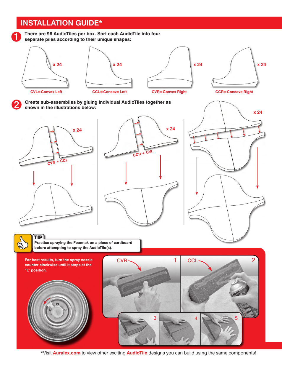 Installation guide | Auralex Acoustics AudioTile ShockWave User Manual | Page 2 / 4