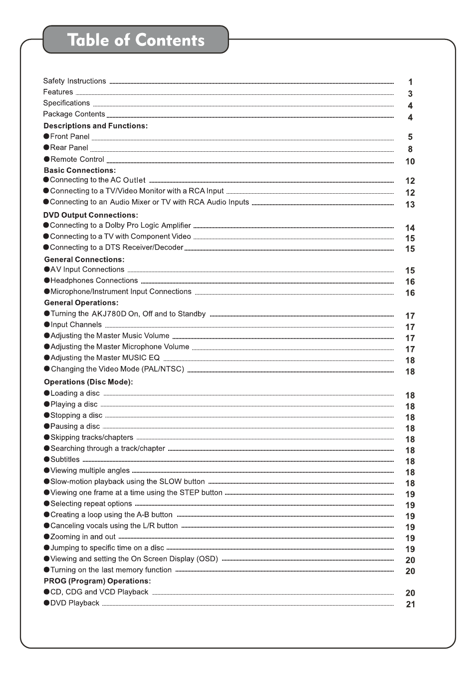 Audio2000's AKJ780D User Manual | Page 2 / 32