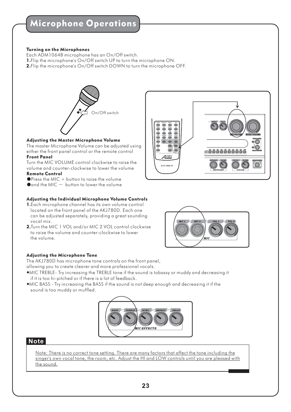 Microphone operations | Audio2000's AKJ780D User Manual | Page 26 / 32