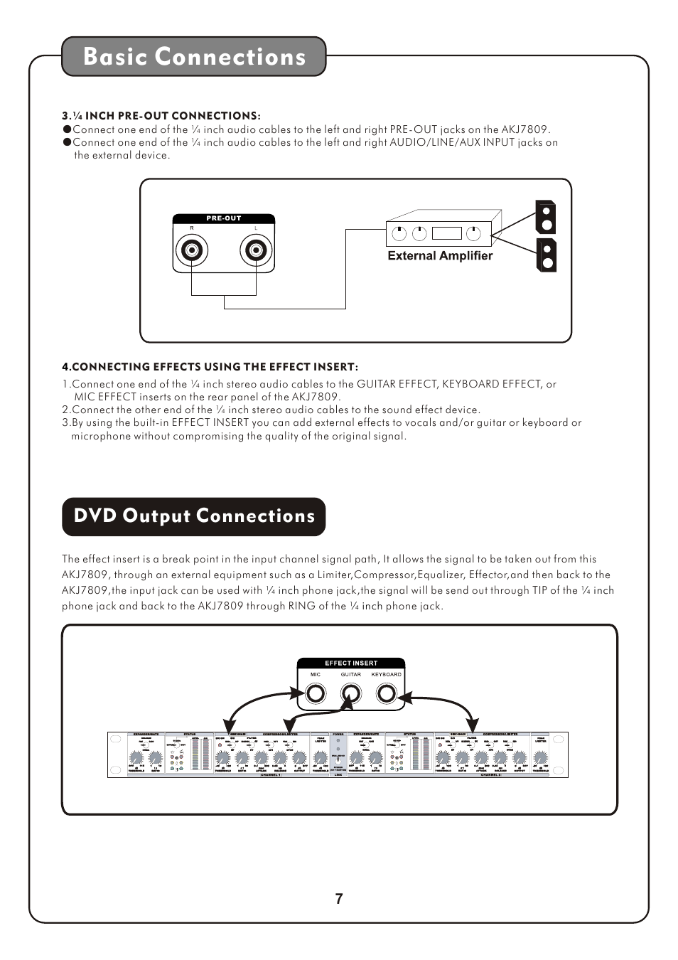 页 10, Basic connections, Dvd output connections | Audio2000's AKJ7809 User Manual | Page 10 / 35