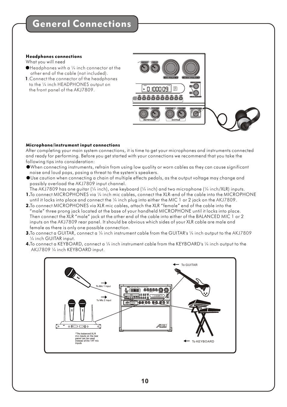 页 13, General connections | Audio2000's AKJ7809 User Manual | Page 13 / 35