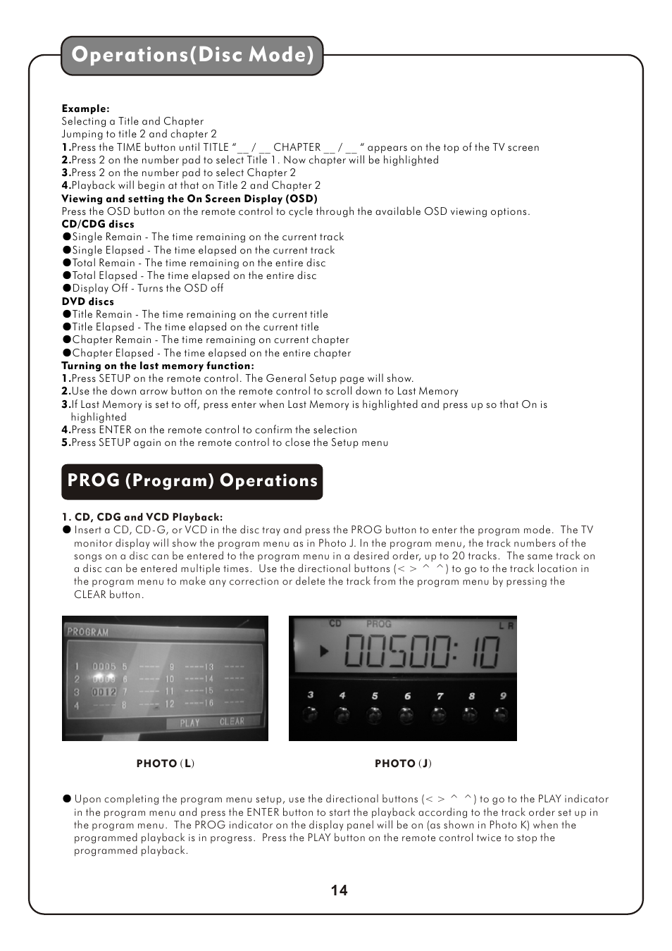 页 17, Operations(disc mode), Prog (program) operations | Audio2000's AKJ7809 User Manual | Page 17 / 35