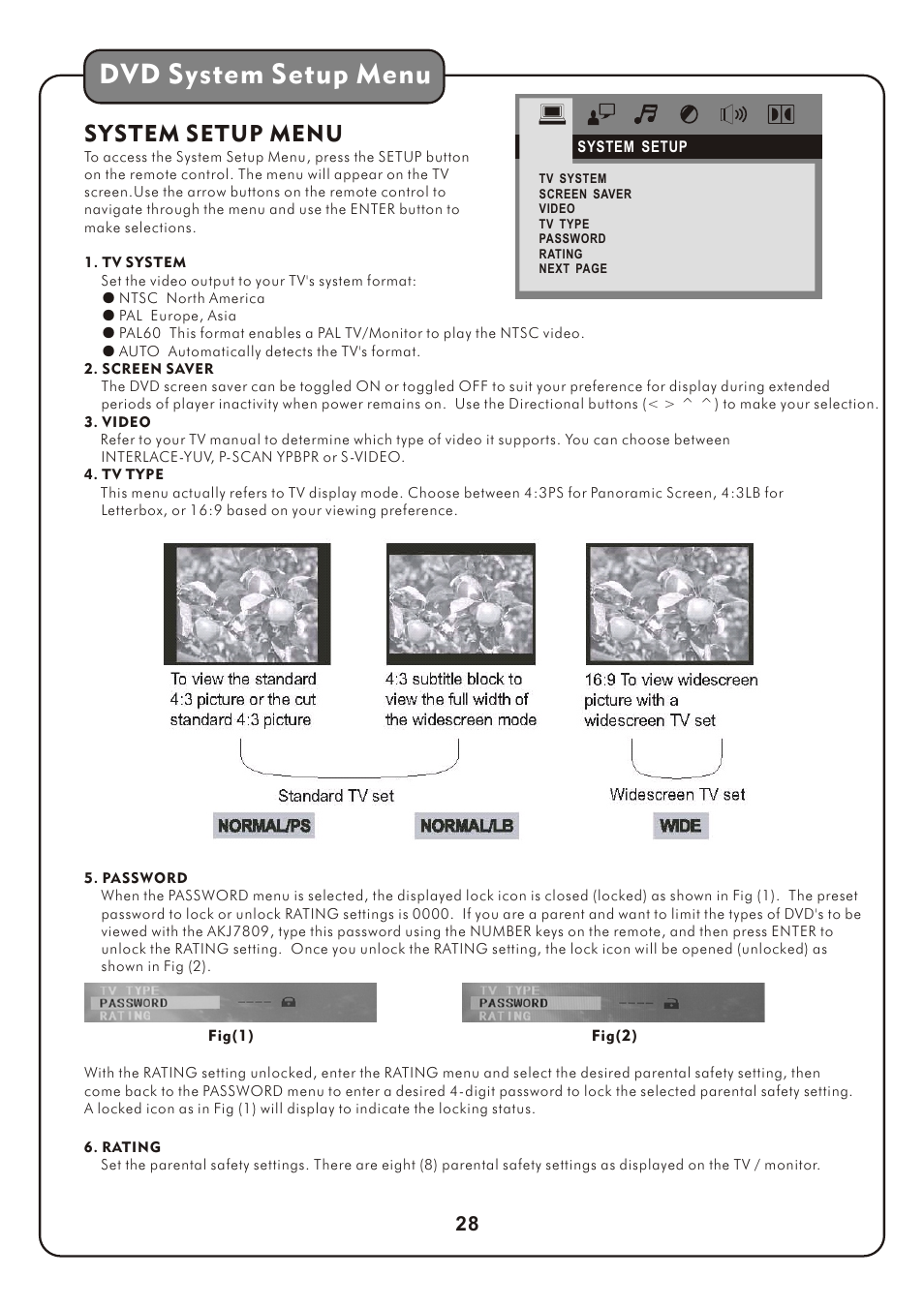 页 31, Dvd system setup menu, System setup menu | Audio2000's AKJ7809 User Manual | Page 31 / 35