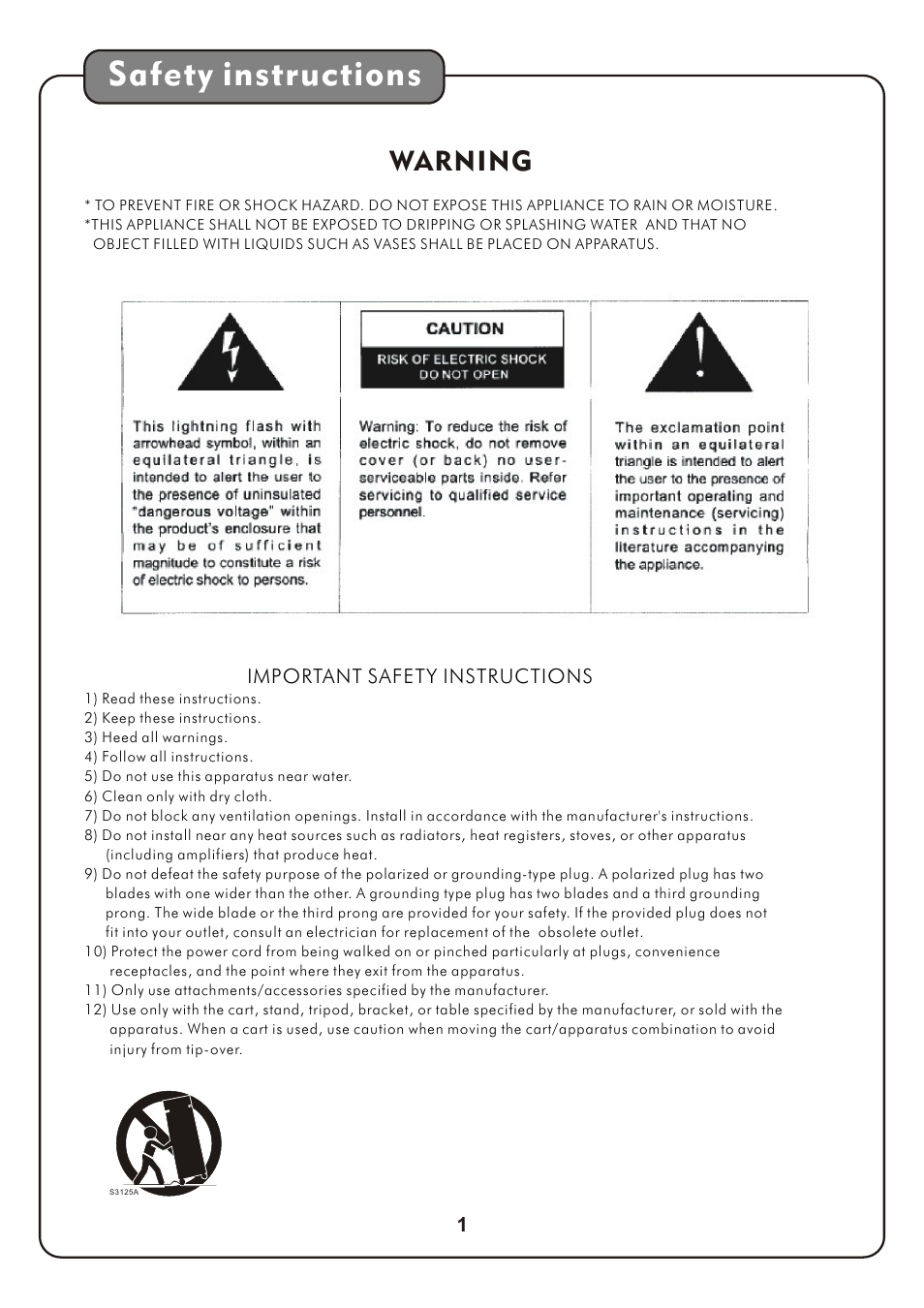 Safety instructions, Warning | Audio2000's AKJ7809 User Manual | Page 4 / 35
