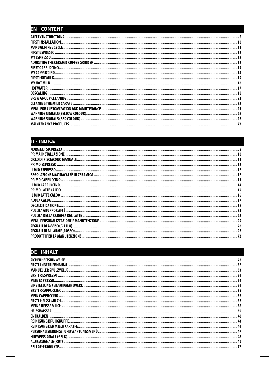 Philips Saeco Intelia Evo Kaffeevollautomat User Manual | Page 4 / 74