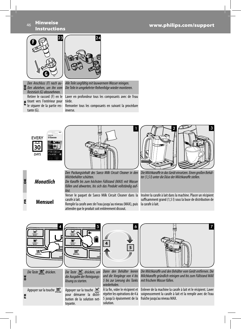 Monatlich, Mensuel | Philips Saeco Intelia Evo Kaffeevollautomat User Manual | Page 46 / 74