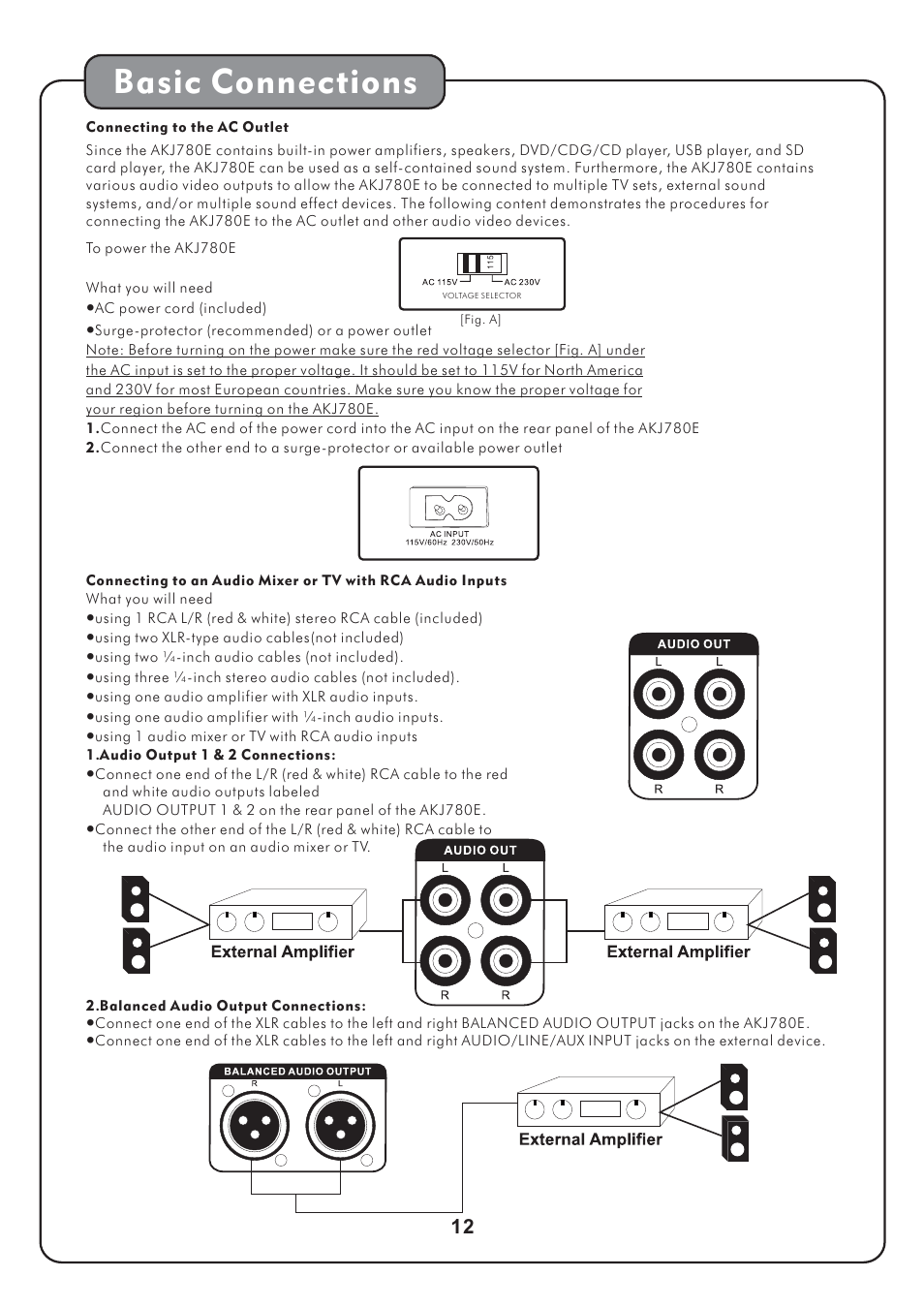 Basic connections | Audio2000's AKJ780E User Manual | Page 15 / 32