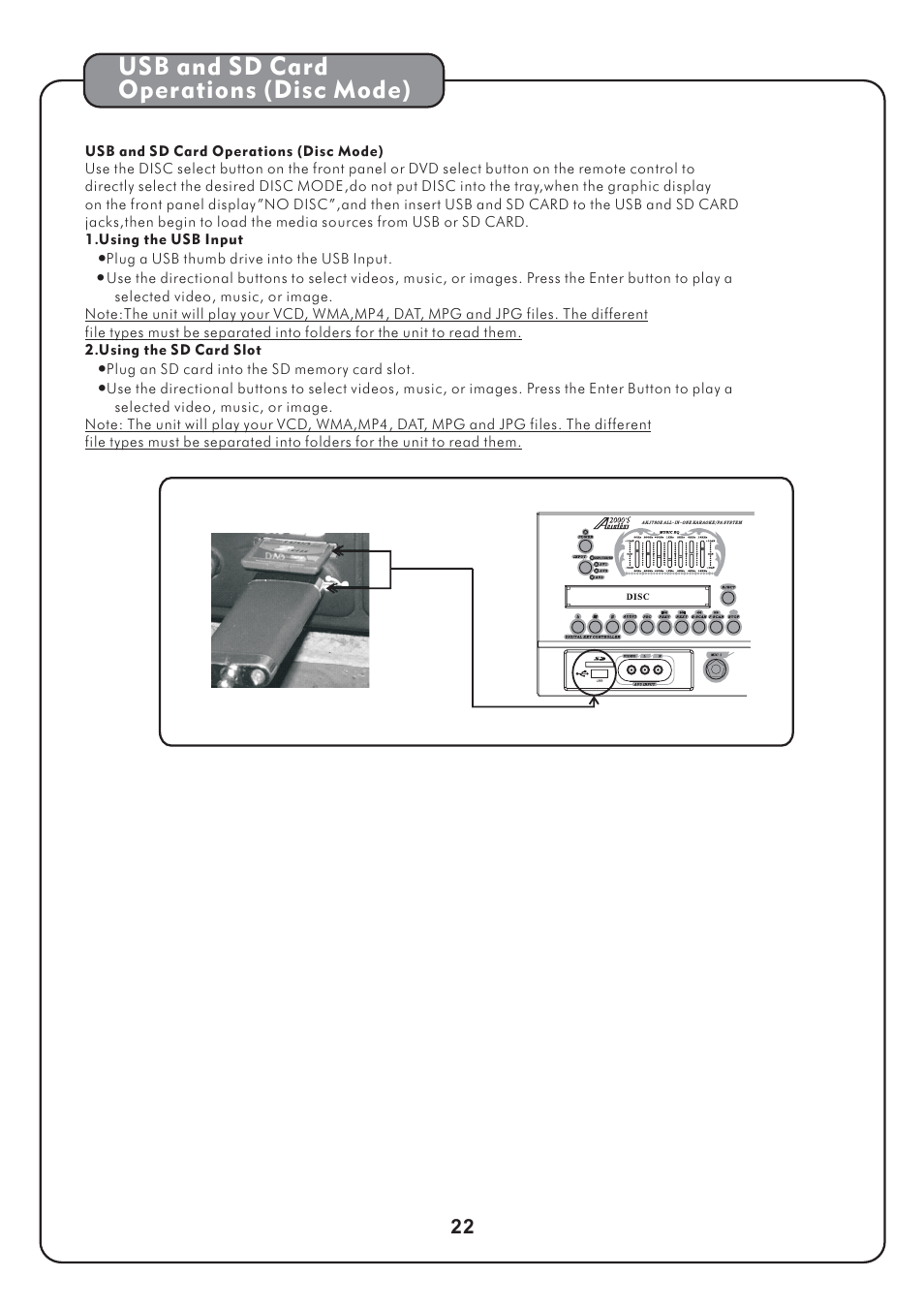 Usb and sd card operations (disc mode) | Audio2000's AKJ780E User Manual | Page 25 / 32