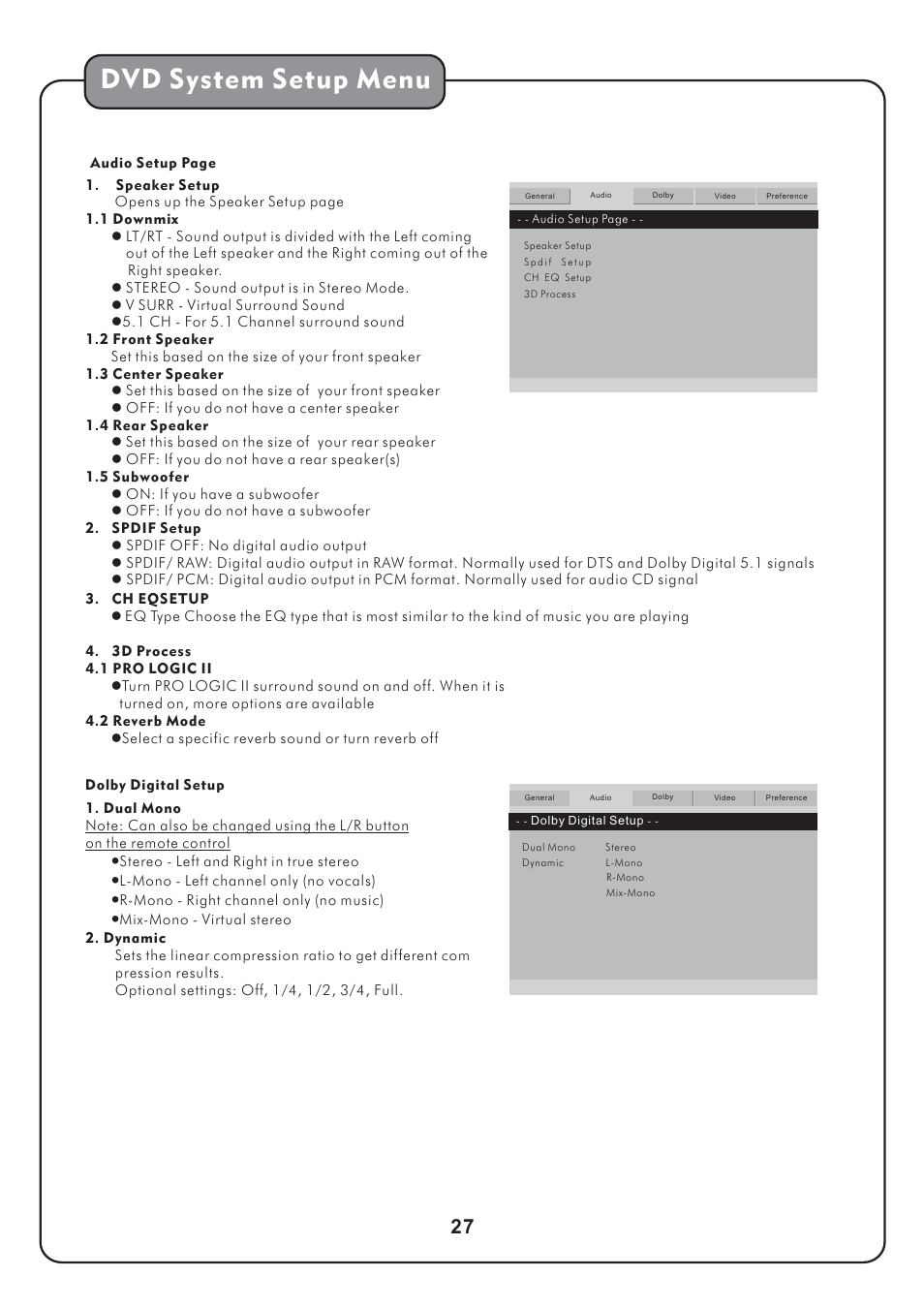 Dvd system setup menu | Audio2000's AKJ780E User Manual | Page 30 / 32