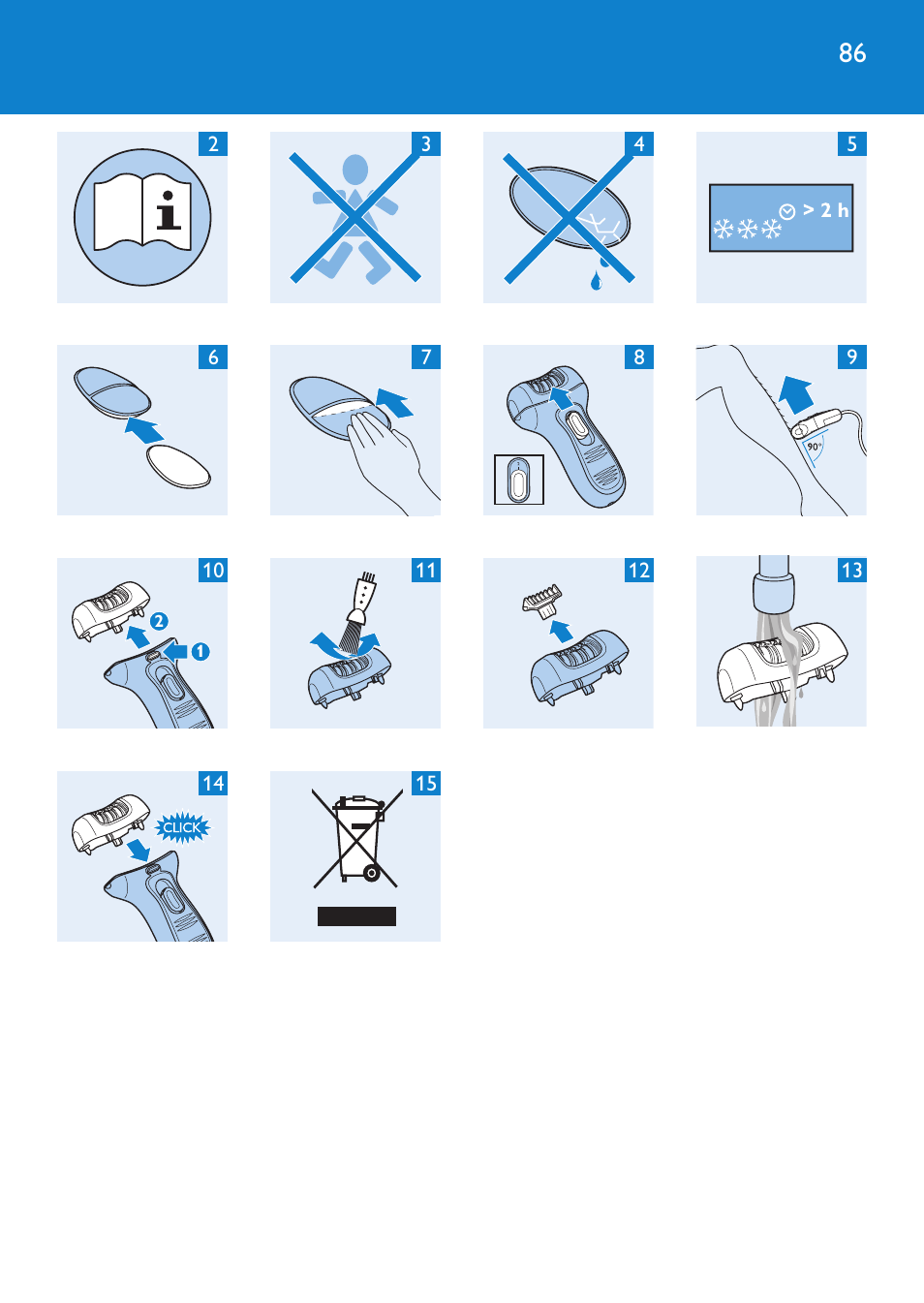 Philips Satinelle Epilierer User Manual | Page 86 / 88