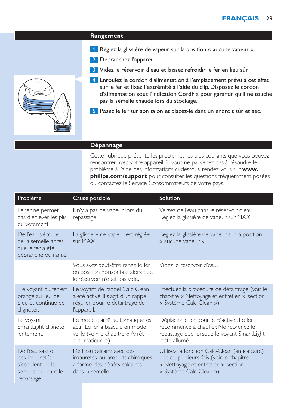 Philips PerfectCare Azur Dampfbügeleisen User Manual | Page 29 / 42