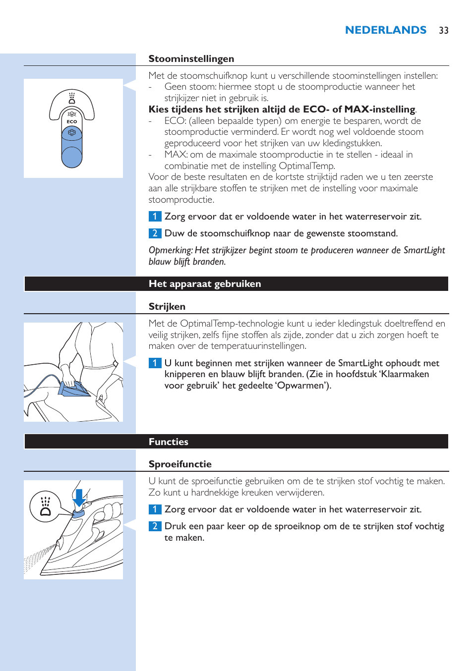 Philips PerfectCare Azur Dampfbügeleisen User Manual | Page 33 / 42