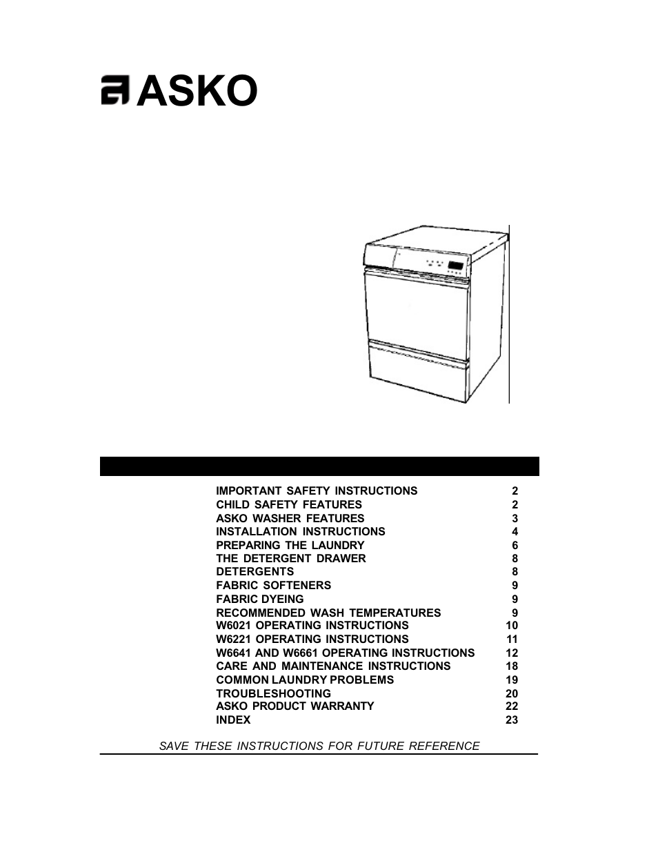 ASKO W6641 W661 User Manual | 24 pages