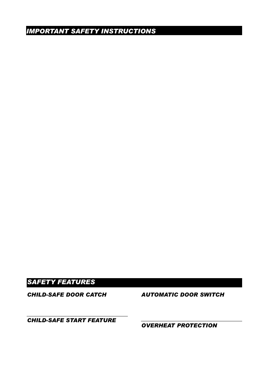 Important safety instructions safety features, Child-safe door catch, Child-safe start feature | Automatic door switch, Overheat protection | ASKO T761 User Manual | Page 2 / 26