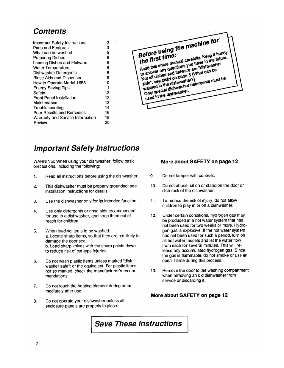ASKO 1653 User Manual | Page 2 / 20