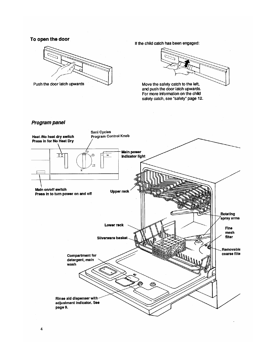 To open the door, Program panel | ASKO 1653 User Manual | Page 4 / 20