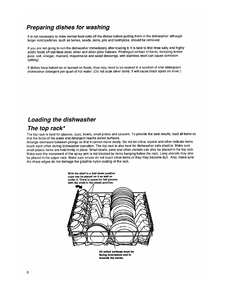 Preparing dishes for washing, Loading the dishwasher the top rack | ASKO 1653 User Manual | Page 6 / 20