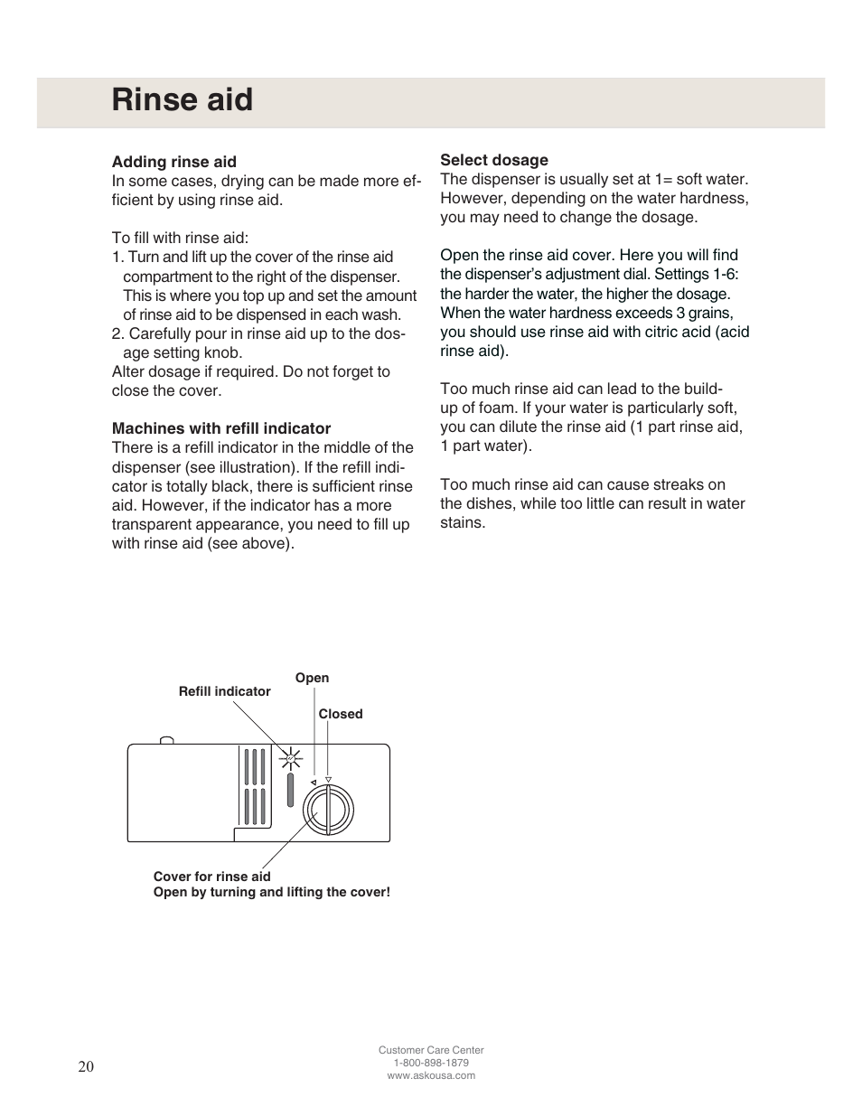 Rinse aid | ASKO D5122 User Manual | Page 20 / 28