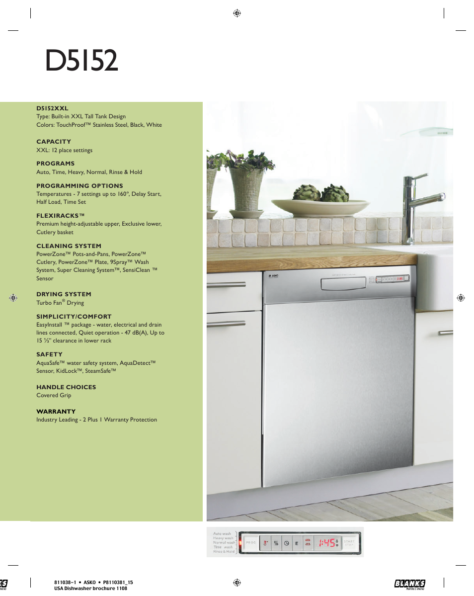 D5152 | ASKO D3112 User Manual | Page 15 / 32