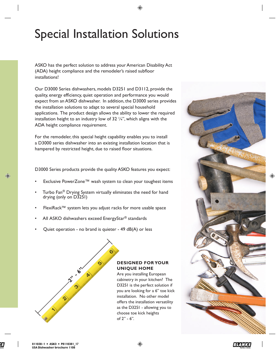 Special installation solutions | ASKO D3112 User Manual | Page 17 / 32