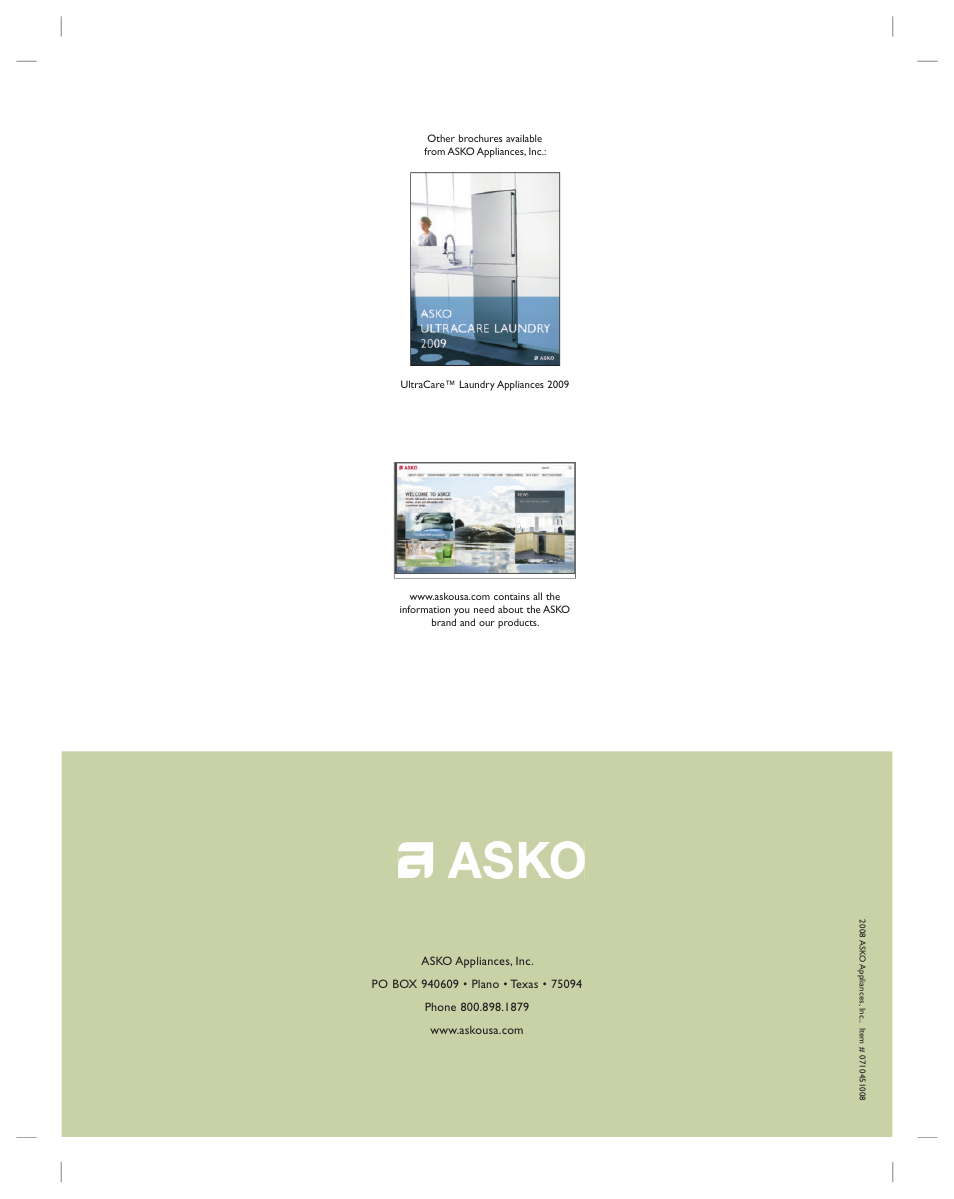 ASKO D3112 User Manual | Page 32 / 32