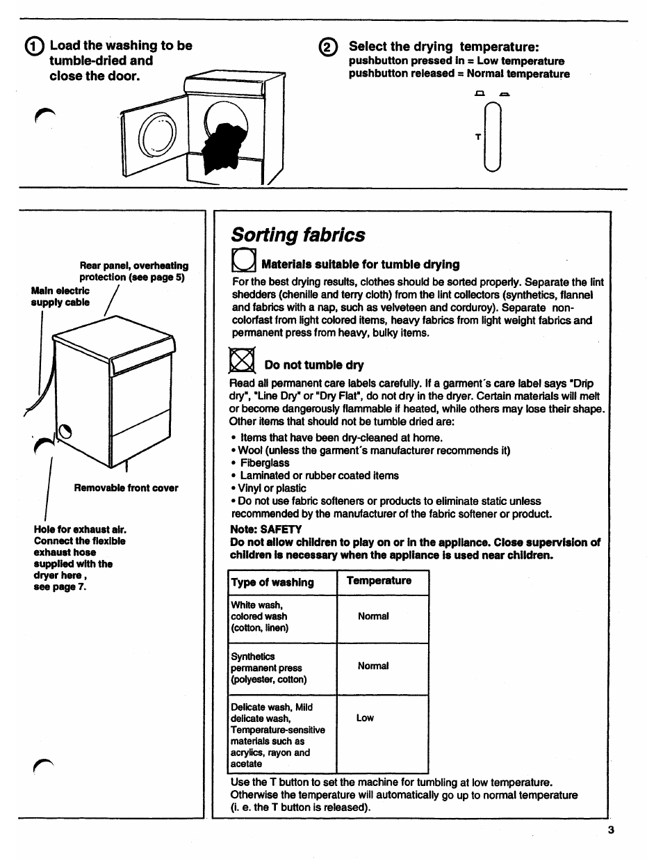 Load the washing to be tumble-dried and, Sorting fabrics, Cz)i materials suitable for tumble drying | Do not tumble dry, Cz)i | ASKO 7005 User Manual | Page 3 / 12