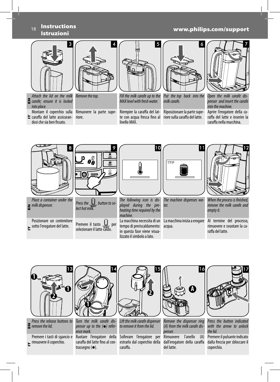 12 1 2 a | Philips Saeco Intelia Evo Kaffeevollautomat User Manual | Page 18 / 60