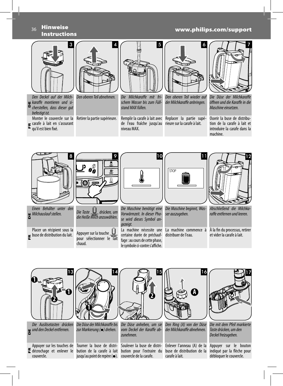 12 1 2 a | Philips Saeco Intelia Evo Kaffeevollautomat User Manual | Page 36 / 60