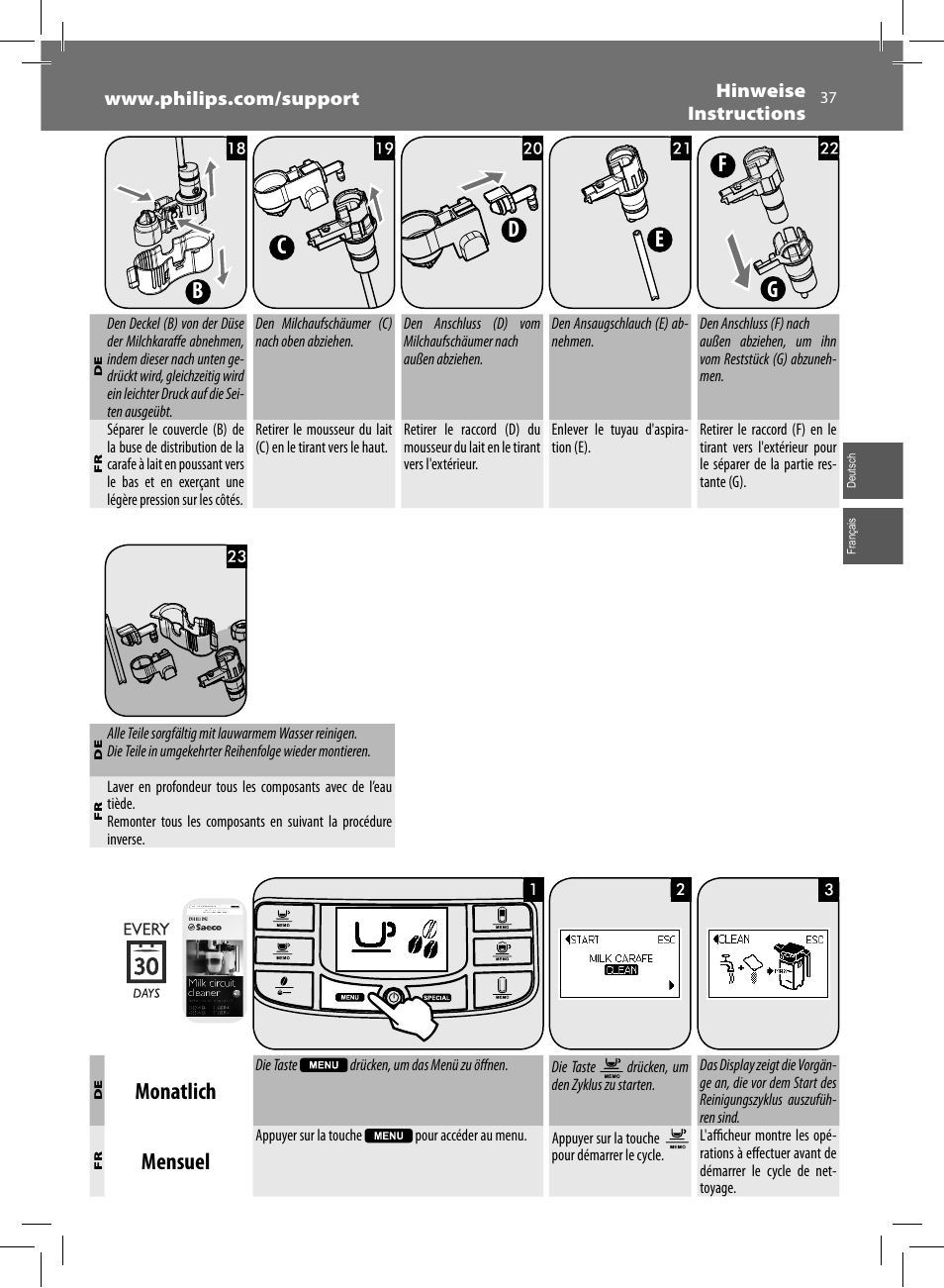 Monatlich, Mensuel | Philips Saeco Intelia Evo Kaffeevollautomat User Manual | Page 37 / 60