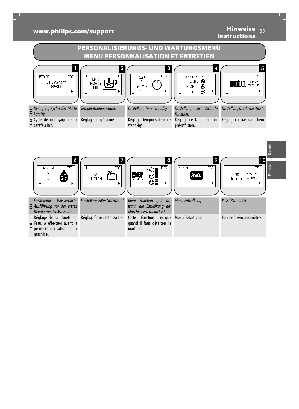 Philips Saeco Intelia Evo Kaffeevollautomat User Manual | Page 39 / 60